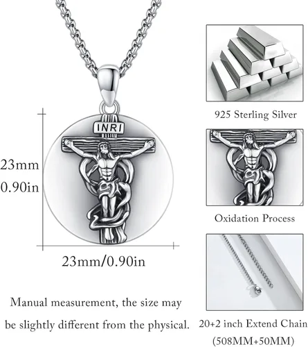 Miniatura 229 de Collar con colgante de plata de ley 925 con medalla de San Patrón, joyería religiosa para hombres y mujeres, con cadena de acero inoxidable 316L