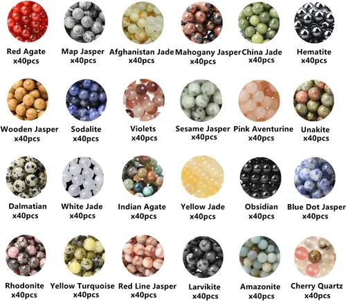 Miniatura 2 de 750 cuentas de piedra redonda natural real de 0.236 pulgadas, cristales lisos, piedras preciosas sueltas, multicolor, mezcladas para hacer joyas 15