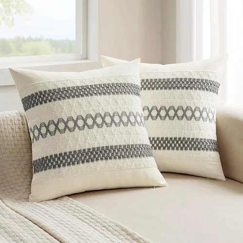 Miniatura 29 de MIULEE Fundas de almohada lumbares decorativas bohemias, cojín de algodón retro, tejidas de macramé para decoración del hogar para cama, sofá, neutro