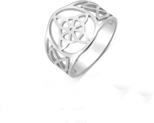 Miniatura 23 de UNIFT Anillo de nudo de bruja para mujer, acero inoxidable, celta, cuaternario, Wicca, estilo geométrico, anillo de nudo de brujería, amuleto