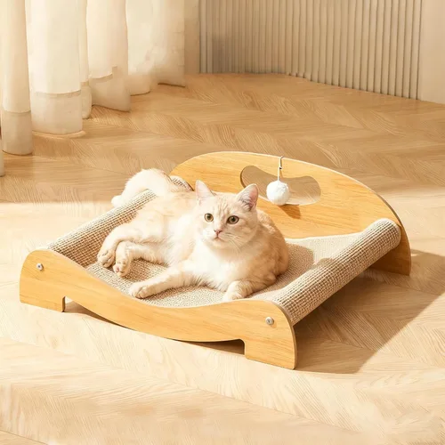 Cama rascador de sisal para gatos de interior, hamaca extra grande para rascar, poste rascador de sisal natural, muebles de madera maciza para
