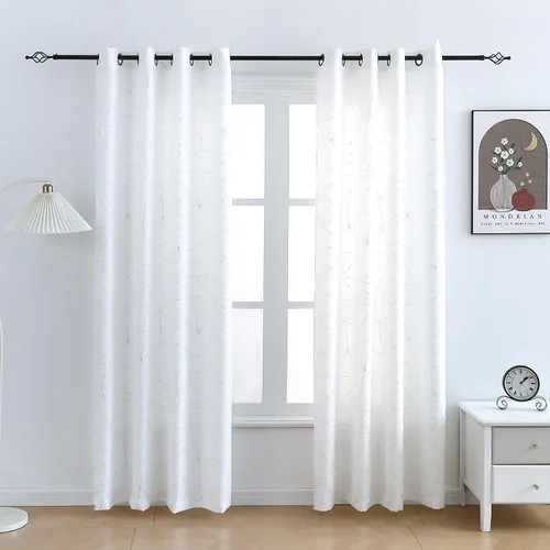 Miniatura 20 de Taisier Home Paneles de Cortinas de Ventana de Lino Dorado con Ojales Estampado de Lámina de Azulejos Geométricos Marroquíes Metálicos Cortinas