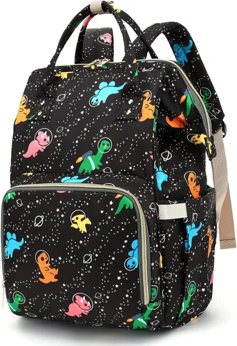 Mochila de pañales de dinosaurio para niñas y niños, impermeable, grande, para mamá