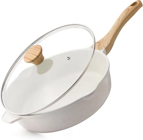Miniatura 10 de SENSARTE Sartén Antiadherente, Sartén Profunda para Freír de 10/11/12 pulgadas, Sartén para Saltear con Tapa, Mango que se Mantiene Frío, Batería
