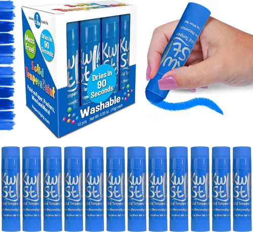 Miniatura 12 de Kwik Stix - Varillas de pintura de témpera sólidas, paquete de 12 unidades, color negro, lavables del mismo color, de secado rápido (90 segundos)