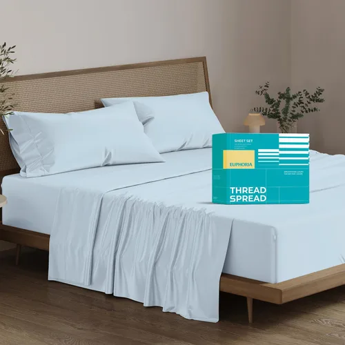 Miniatura 14 de THREAD SPREAD Sábanas 100% Algodón Egipcio Tamaño Twin - 800 Alto Número de Hilos 3 Piezas Sábanas Twin Extra Largas para Dormitorio, Bolsillo