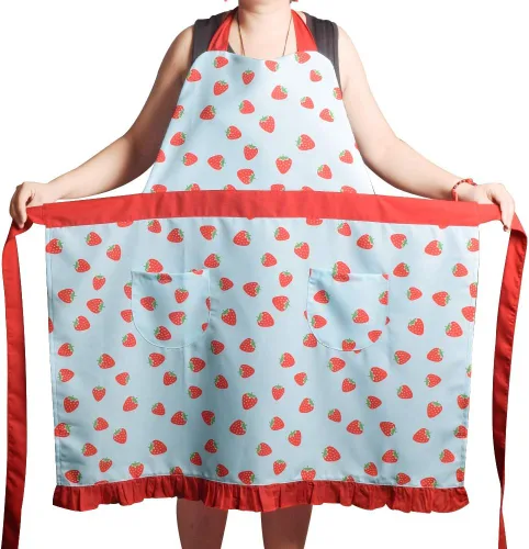Love Potato Delantales para mujeres y niñas, tamaño grande, delantal de cocina ajustable con 2 bolsillos y lazos extralargos, 34 x 36 pulgadas Rojo