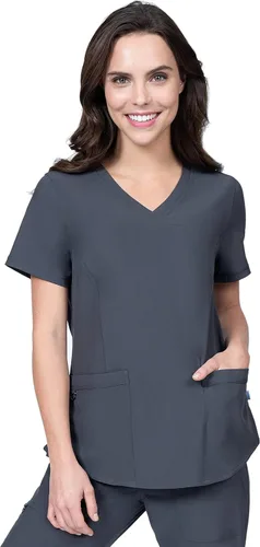 Miniatura 2 de Scrubs for Women Set 8 Pocket 4-Way Stretch Mock Wrap & Cargo Pant for Nurses Veterinarian Dentist Elements Select ES2976