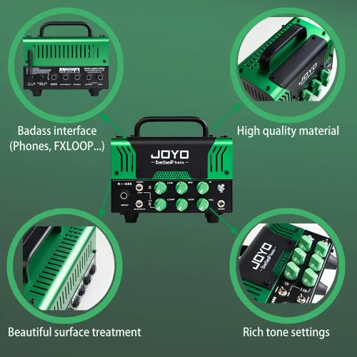 Miniatura 4 de JOYO - Preamplificador de tubo híbrido de cabeza de amplificador de graves de 50 W con 12AX7, compresor, ecualizador de 3 bandas, bucle FX