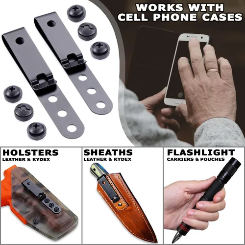 Miniatura 2 de HolsterSmith - Clip universal de metal para cinturón para hacer fundas, modelo 5, (3 agujeros), color negro táctico