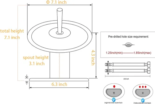 Miniatura 2 de Grifo de baño con boquilla de vidrio negro, cascada de una sola manija, un agujero, grifo para lavabo de lavabo, mezclador con placa de cubierta