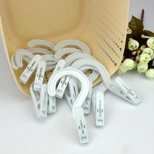 Miniatura 6 de Ganchos para ropa sucia, ganchos para botas, pasadores de ropa de plástico, clips para baño, viajes, portátil, color blanco (24 unidades)