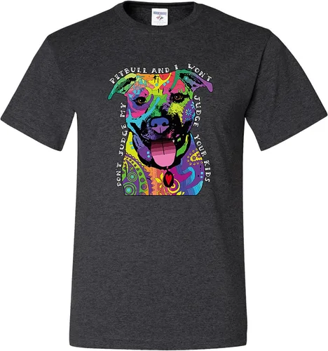 Miniatura 6 de Camisetas divertidas para hombre Don't Judge My Pitbull I Won't Judge Your Kids Púrpura