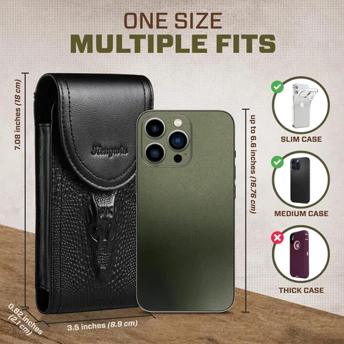 Miniatura 6 de Funda de cuero genuino para iPhone 17 Pro Max 16 Pro Max 15 Pro Max 14 Pro Max 13 Pro Max Samsung Galaxy A15 S25 Ultra Note9 Funda con clip
