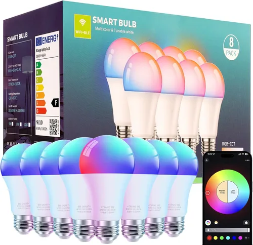 Miniatura 13 de FRIDEKO HOME Bombillas inteligentes – Bombilla LED regulable que cambia de color para el hogar, funciona con sincronización de música Bluetooth