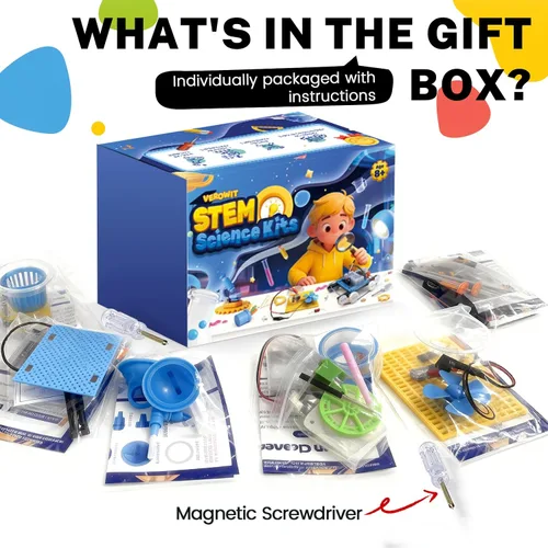 Miniatura 9 de Kit de ciencia de laboratorio en casa STEM 6 en 1 para niños de 8 a 12 años, niños y niñas de 9, 10, 11, 13, 14 años: construcción de tanques
