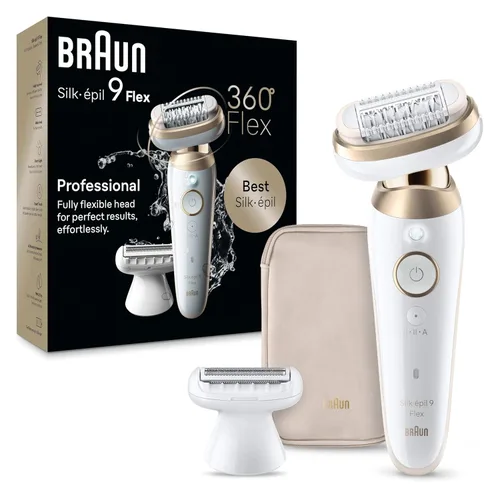 Braun Silk-épil 9 Flex Depiladora 360 Flex y cabezal pivotante, húmedo y seco, incluye cabezal de afeitar, peine recortador, SES9-041 3D, color
