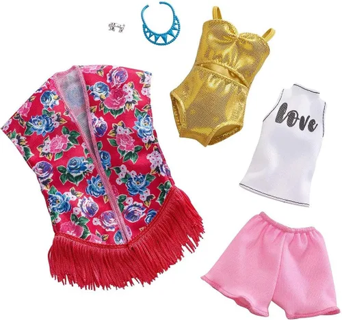 Miniatura 2 de Barbie Ropa - 2 trajes de muñeca incluyen un traje de baño metálico dorado, regalo para niños de 3 a 8 años