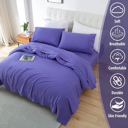 Miniatura 2 de Whitney Home Textile Sábanas de cama tamaño completo, sábanas de hotel de microfibra suave tamaño completo, bolsillo extra profundo, juego de Peri
