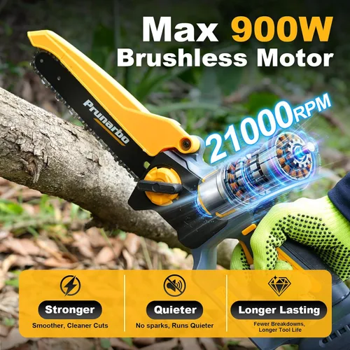 Miniatura 8 de Motosierra de poda inalámbrica de 8 pulgadas compatible con baterías Makita de 18 V, motosierra de mano sin escobillas con engrasador automático
