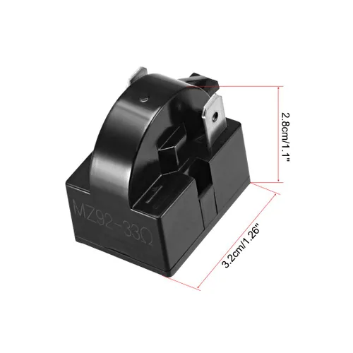 Miniatura 4 de uxcell Relé de arranque de refrigerador de 33 ohmios y 2 pines para compresor negro