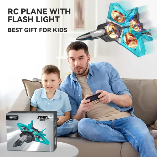 Miniatura 9 de 4DRC V17 Aviones de Control Remoto de Espuma para Niños y Adultos 4-7 8-16, Avión RC de Combate con Luz, Avión de Juguete con Giro de 360°, Sensor