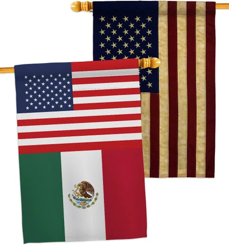 Miniatura 7 de Banderas de la casa de la amistad de México Estados Unidos de la nacionalidad de México Estados Unidos, paquete de 2 unidades de Nación Regional