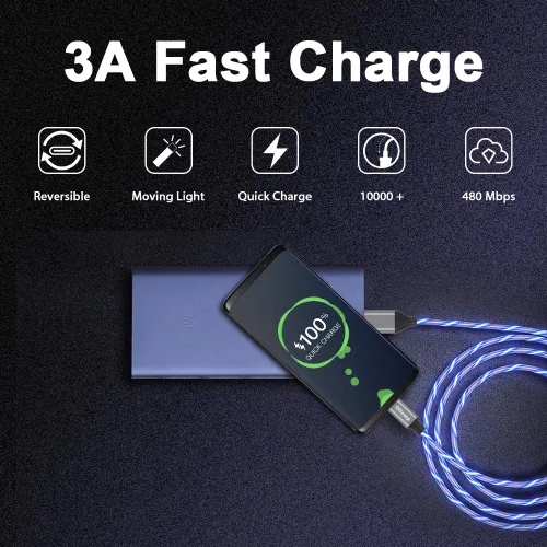 Miniatura 2 de Cable USB C, cargador tipo C de 6 pies de luz de carga rápida, cable USB tipo C compatible con iPhone 15, Samsung Galaxy S10 S9 S8 Plus, Note 10 9