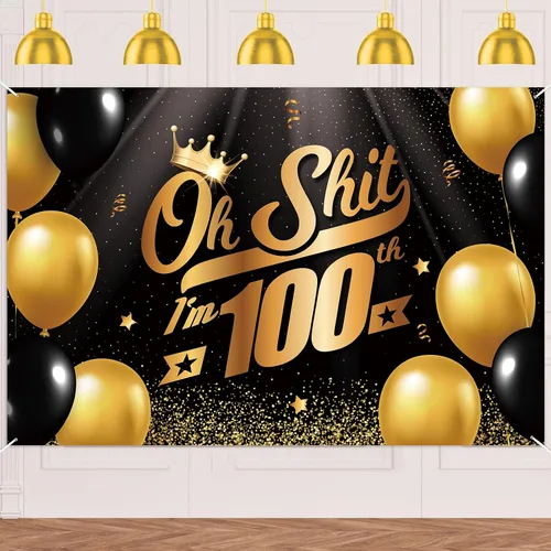 Miniatura 38 de Oh S*hit I'm 10th Banner telón de fondo negro dorado globos corona confeti Hallo Quince Cheers to 10 años decoración temática decoración para hombre