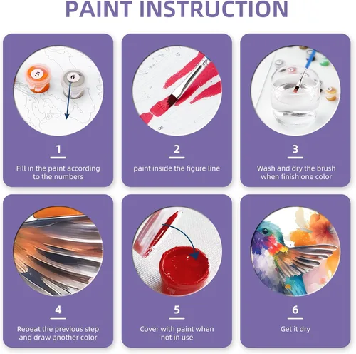Miniatura 4 de Ginkko Kit de pintura por números para adultos, principiantes y niños de 8 a 12 años con marco de madera, fácil acrílico sobre lienzo de 8 x 12