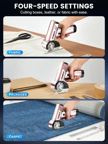 Miniatura 3 de Cordless Electric Scissors - Smart Display & 4-speed Settings, Rechargeable Cardboard Cutter Electric for Fabric, Leather, Padding & Cardboard