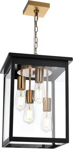 Miniatura 50 de TODOLUZ Lámpara Colgante de Exterior de 3 Luces Negra, Linterna Colgante Exterior Ajustable Luz de Porche