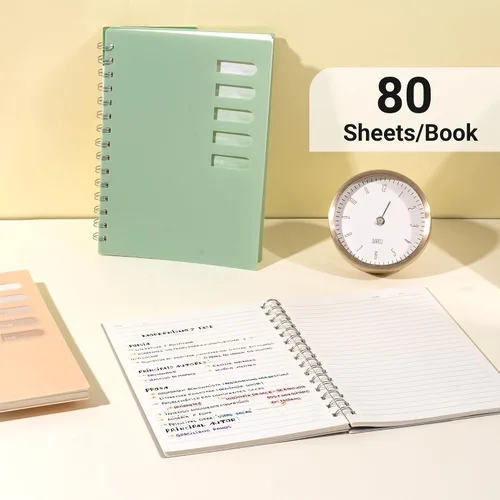 Miniatura 5 de Yoment Paquete de 4 cuadernos en espiral A5, cuaderno encuadernado en espiral de tapa dura de 5.7 x 8.25, 160 páginas con rayas universitarias