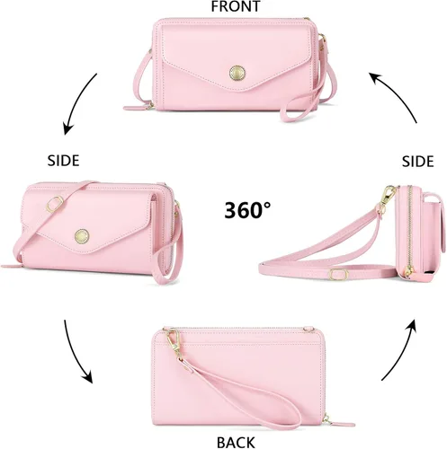 Miniatura 2 de Peacocktion Cartera para mujer con RFID, cartera cruzada de gran capacidad, 2 correas