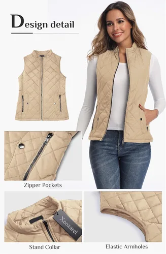 Miniatura 5 de Xeoxarel Chaleco acolchado para mujer con 4 bolsillos, chaleco acolchado (disponible en bolsillos interiores)