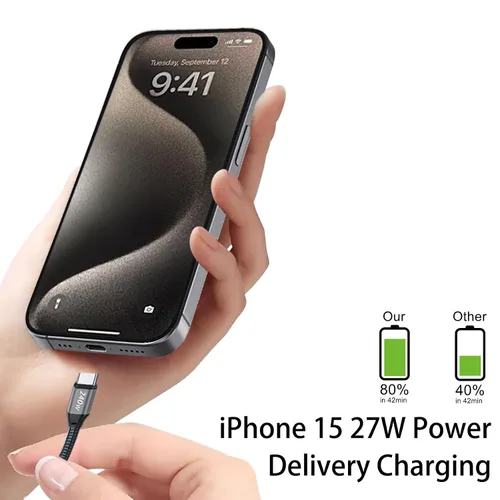 Miniatura 3 de Cable de carga súper rápida USB C a USB C de 20 pies y 240 W, cable de carga trenzado de nailon tipo C a tipo C compatible con iPhone 15, iPad Air
