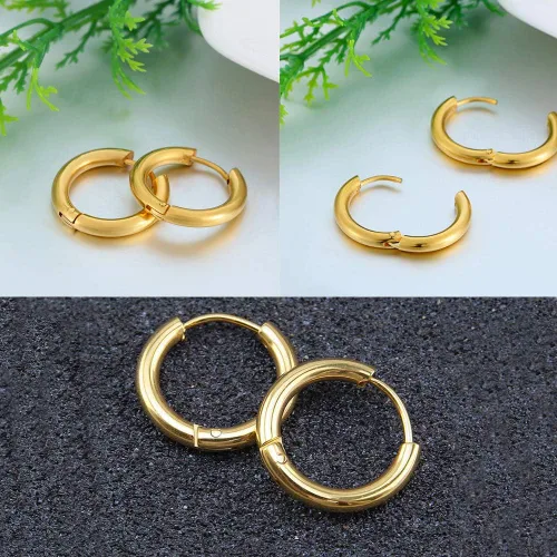 Miniatura 3 de Aretes de acero inoxidable 316L, argollas de 1564, 516, 2564, 716, 1532 y 3564 pulgadas, arracadas hipoalergénicas, para el cartílago, hélix