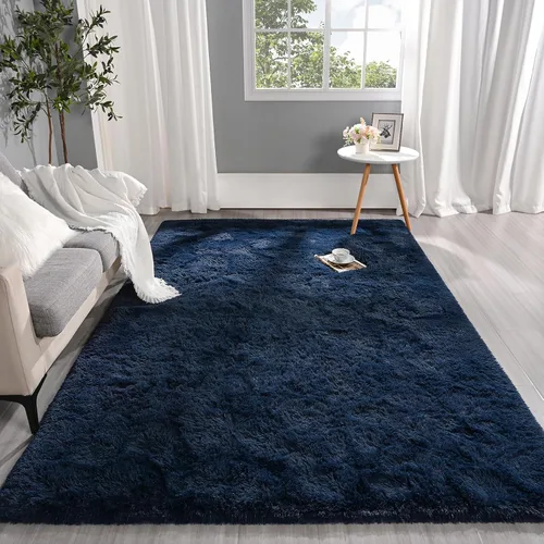 Miniatura 2 de Pettop Alfombra de Área Esponjosa Azul Marino para Dormitorio Sala de Estar, 4x6 Pies Alfombras Suaves de Felpa Mullidas y Peludas para Niñas Niños