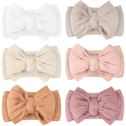 Miniatura 12 de CÉLLOT 6 piezas de diademas con moño para bebé, diademas de nylon, accesorios para el pelo con moño para bebé niña, esenciales para recién nacidos