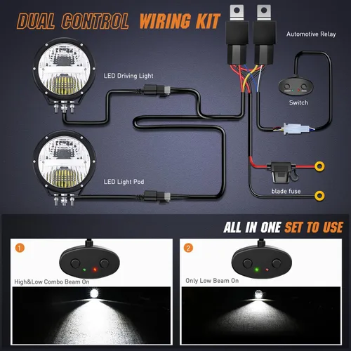 Miniatura 7 de Nilight Luces todoterreno redondas de 7 pulgadas, 2 unidades, 120 W, haz alto y bajo, IP68, cápsulas LED de conducción incorporadas EMC con kit