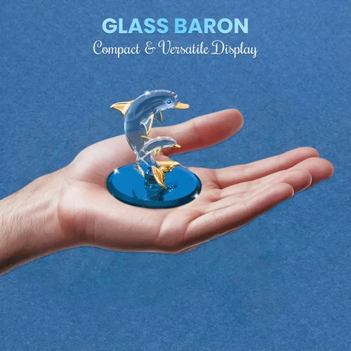 Miniatura 3 de Figura de cristal de delfín y bebé