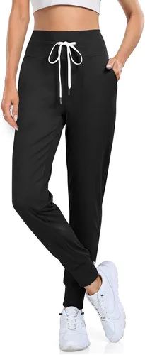 Miniatura 2 de UEU Pantalones deportivos de cintura alta para mujer, con cordón ajustable, pantalones deportivos de yoga con bolsillos