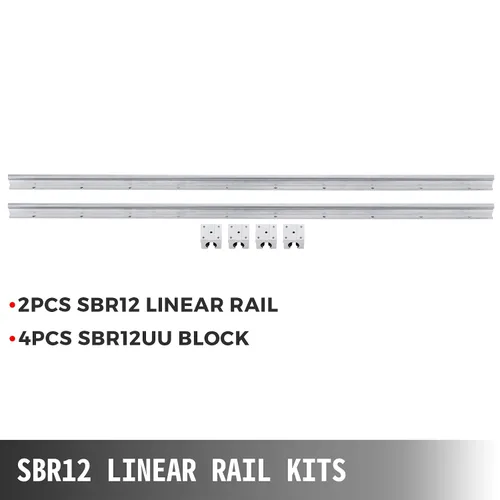 Miniatura 3 de Happybuy SBR12 4 SBR12UU Juego de 2 rieles lineales, de 39.37 pulgadas. Soporte de riel lineal. Guía lineal para rodamientos ranurados de 0.78
