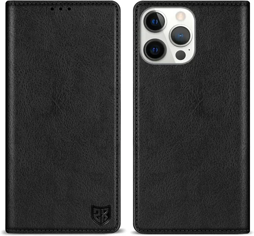 Miniatura 17 de ZZXX Funda tipo cartera para iPhone 14 con bloqueo RFID, soporte de ranura para tarjetas, funda protectora de cuero magnético fuerte plegable