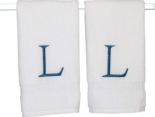 Miniatura 118 de Toalla de mano con inicial beige para baño, toalla bordada decorativa de calidad de hotel de lujo con monograma para tocador, spa, certificado