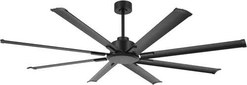 LEDLUX Ventilador de techo de 72 pulgadas sin luz, motor CC reversible, control remoto de 6 velocidades, 8 aspas industriales de aluminio con 3
