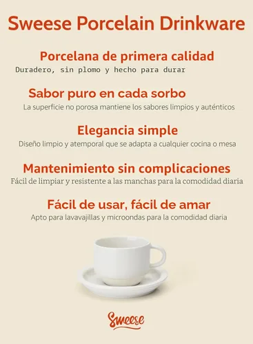 Miniatura 7 de SWEESE - Tazas de porcelana apilables, de 8 onzas, con platillos y soporte de metal, para bebidas especializadas del café, capuchino, latte, Blanco