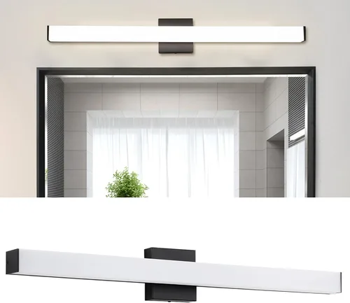 Miniatura 21 de Lámpara de tocador de baño de níquel cepillado, cuadrada, LED, 60 cm (24 pulgadas), 14 W, luz blanca natural, 4000 K, barra de luz para espejo
