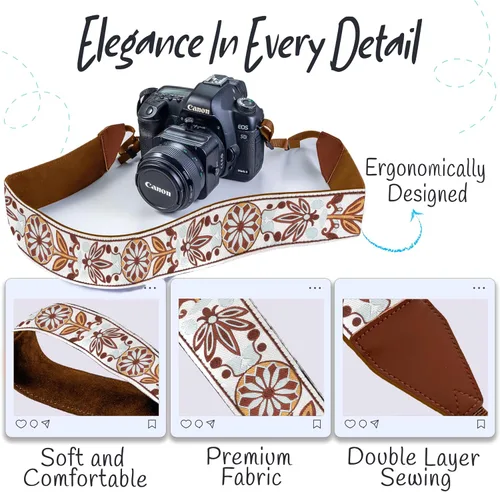 Miniatura 3 de Correa para cámara para todas las cámaras DSLR y sin espejo, incluidas las binoculares, bordada en blanco, correa universal para el cuello y el A#