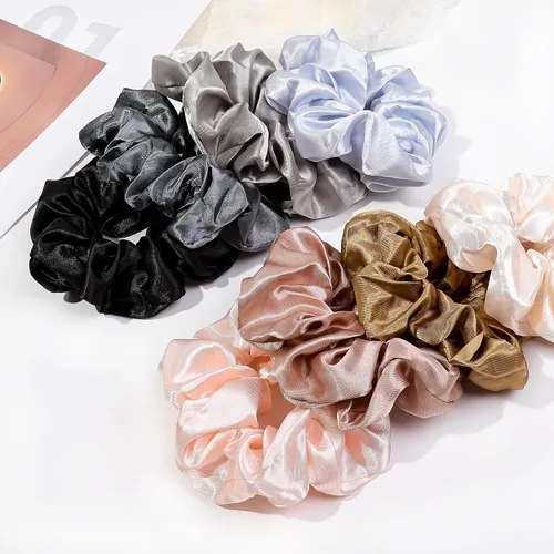 Miniatura 2 de 16 coleteros para mujer – Lazos y bandas de satén para el cabello, soportes grandes para cola de caballo para cabello grueso y rizado, lindas colas
